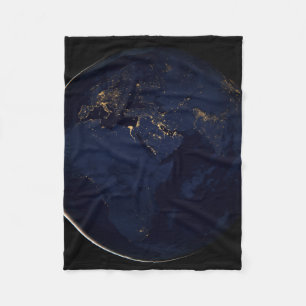 Full Earth With City Lights Fleece Blanket