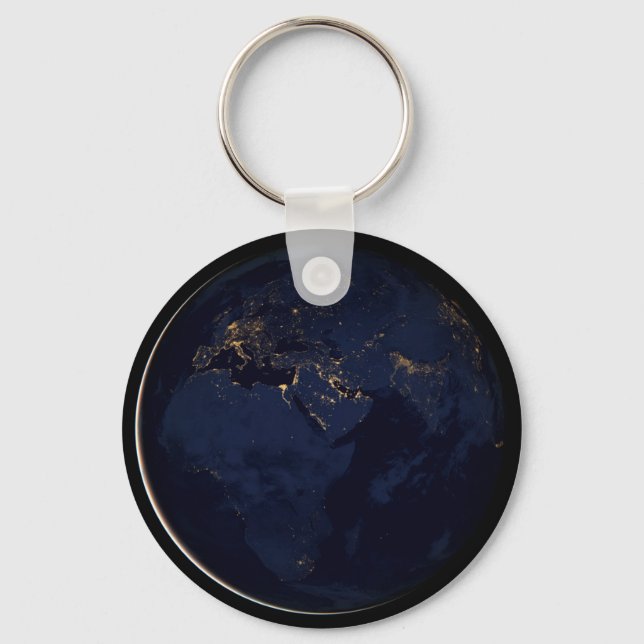 Full Earth With City Lights Keychain (Front)