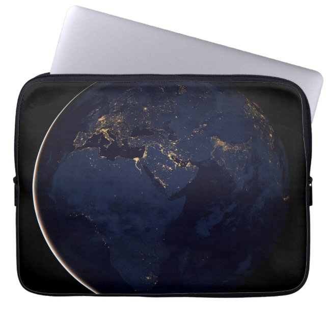 Full Earth With City Lights Laptop Sleeve (Front)