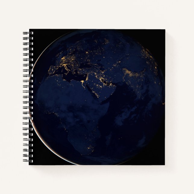 Full Earth With City Lights Notebook (Front)