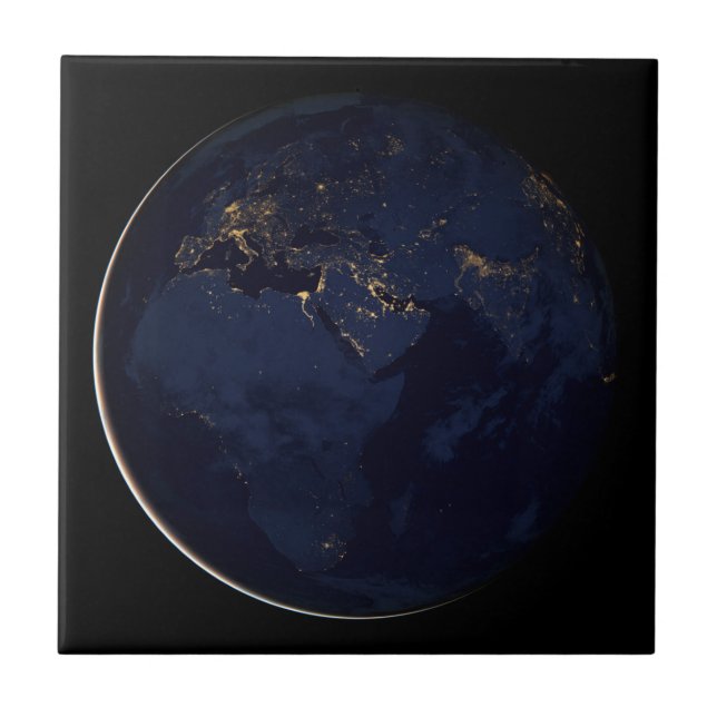 Full Earth With City Lights Tile (Front)