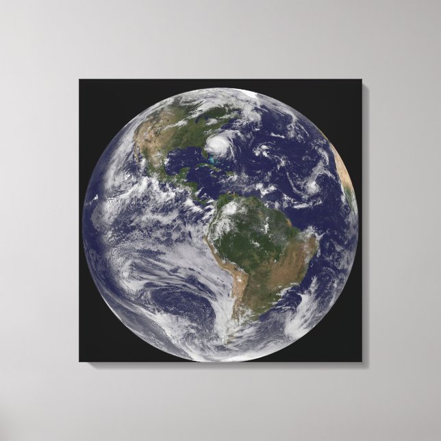 Full Earth With Hurricane Irene On East Coast. Canvas Print (Front)