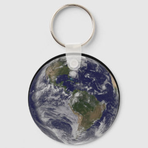 Full Earth With Hurricane Irene On East Coast. Keychain