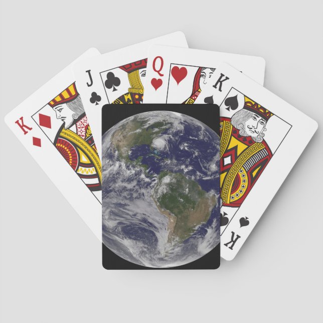Full Earth With Hurricane Irene On East Coast. Playing Cards (Back)