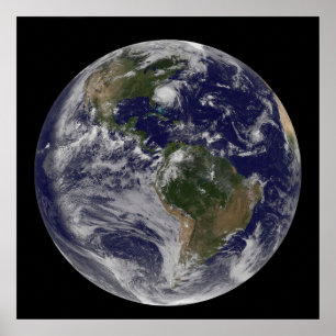 Full Earth With Hurricane Irene On East Coast. Poster