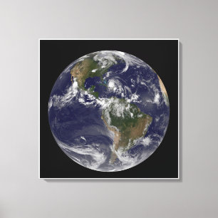 Full Earth With Hurricane Irene Over The Bahamas. Canvas Print