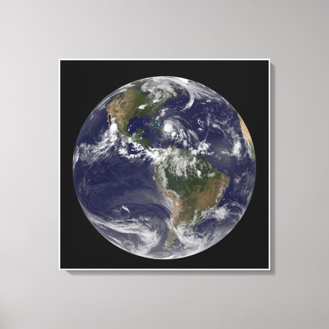 Full Earth With Hurricane Irene Over The Bahamas. Canvas Print (Front)