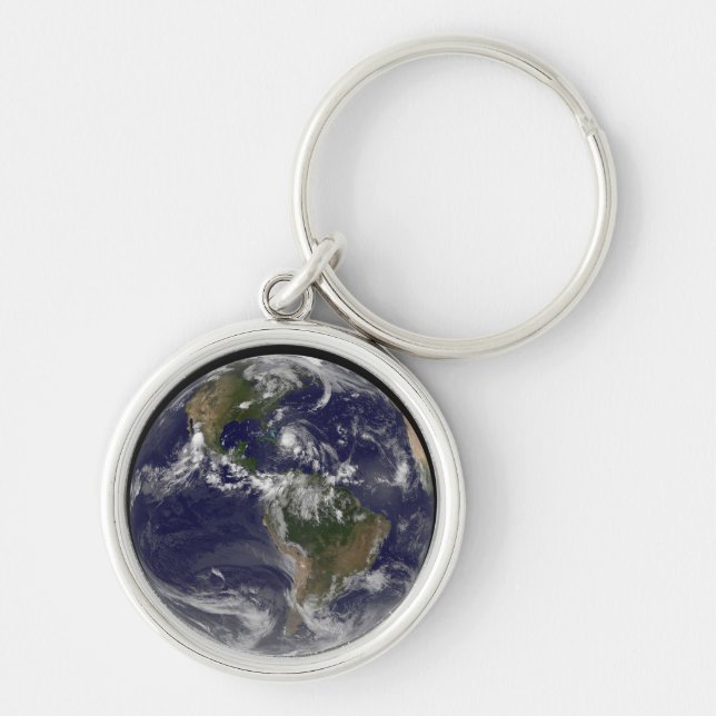 Full Earth With Hurricane Irene Over The Bahamas. Keychain (Front)