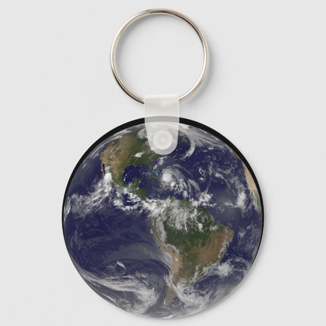 Full Earth With Hurricane Irene Over The Bahamas. Keychain (Front)