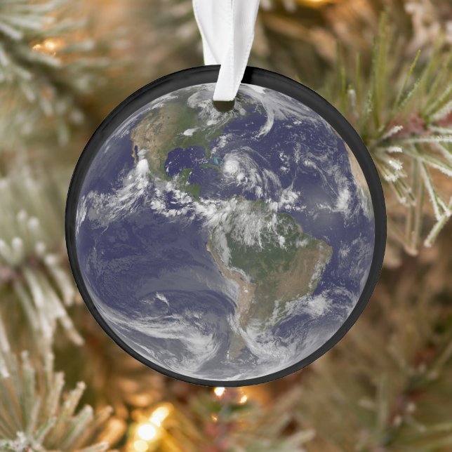 Full Earth With Hurricane Irene Over The Bahamas. Ornament (Tree)