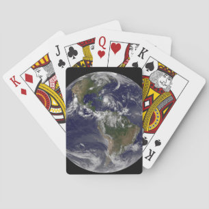 Full Earth With Hurricane Irene Over The Bahamas. Playing Cards