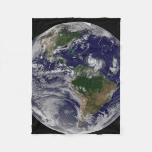 Full Earth With Tropical Storms In The Atlantic Fleece Blanket