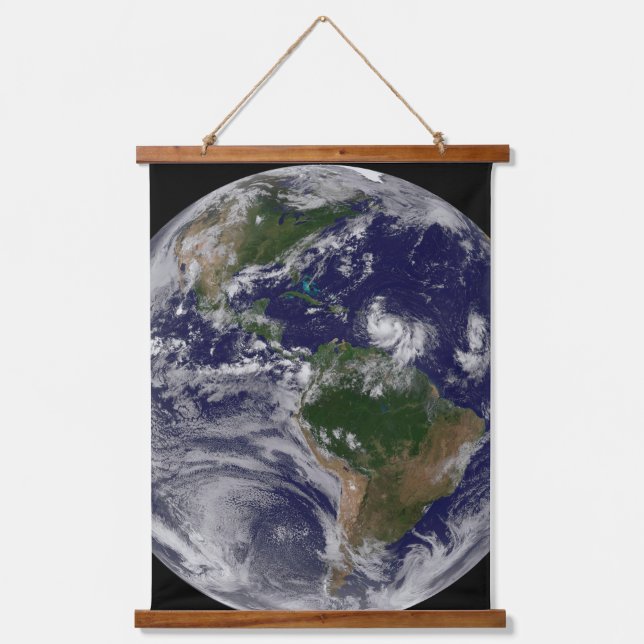 Full Earth With Tropical Storms In The Atlantic Hanging Tapestry (Front)