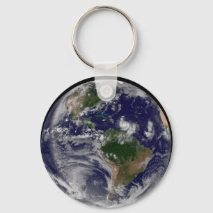 Full Earth With Tropical Storms In The Atlantic Keychain