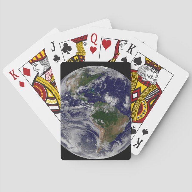 Full Earth With Tropical Storms In The Atlantic Playing Cards (Back)