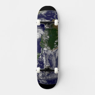Full Earth With Tropical Storms In The Atlantic Skateboard