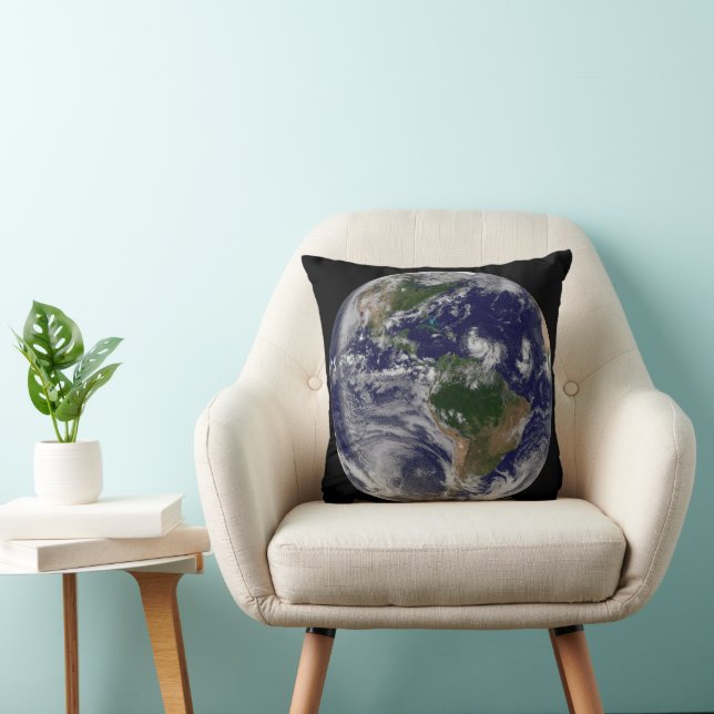 Full Earth With Tropical Storms In The Atlantic Throw Pillow (Chair)