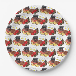 Full English Breakfast UK British Dining Room Pub Paper Plate