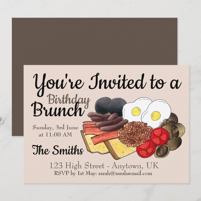 Full English Breakfast UK British Food Cuisine Invitation (Front/Back)