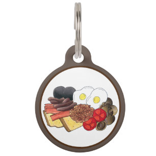 Full English Breakfast UK British Food Cuisine Pet Tag