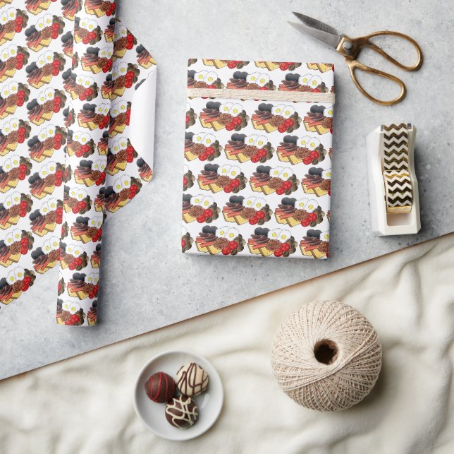 Full English Breakfast UK British Food Cuisine Wrapping Paper (Crafts)
