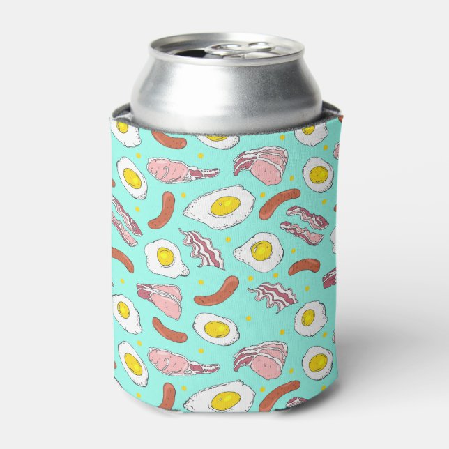 Full English Fried Breakfast Bacon Eggs Sausages Can Cooler (Can Front)