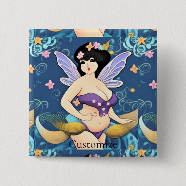 Full-figure Fairy Goddess Thunder_Cove  2 Inch Square Button (Front)