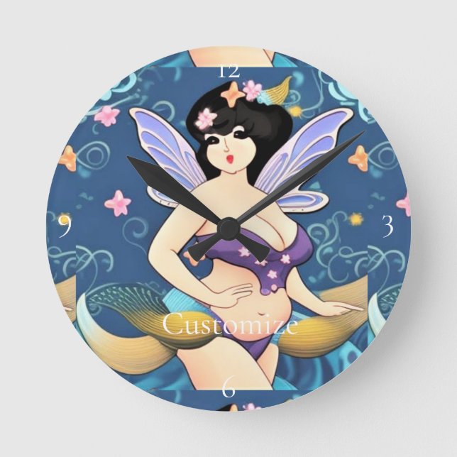 Full-figure Fairy Goddess Thunder_Cove  Round Clock (Front)