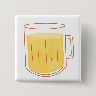 Full Glass Beer 2 Inch Square Button