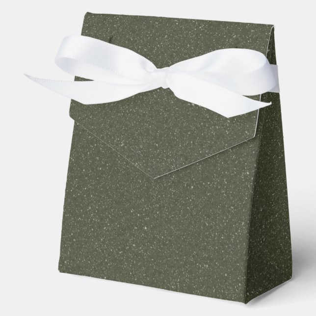 Full Glitter Moss Green Favour Box – Customizable (Front)