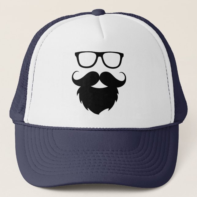 Full Grown Funny Beard Man Trucker Hat (Front)