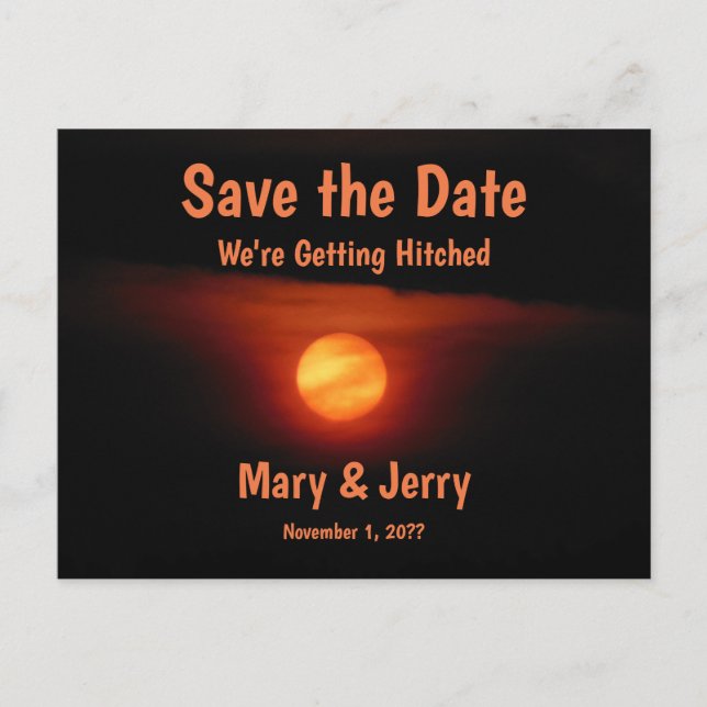 Full Harvest Moon Save the Date Announcement Postcard (Front)