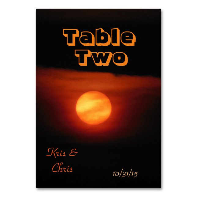 Full Harvest Moon Wedding Table Table Number (Front)