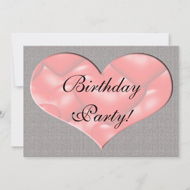 Full Heart Birthday Party Invitation (Front)