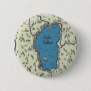 Full Lake Tahoe Area Map 2 Inch Round Button