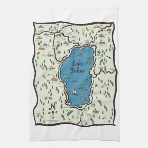 Full Lake Tahoe Area Map Kitchen Towel