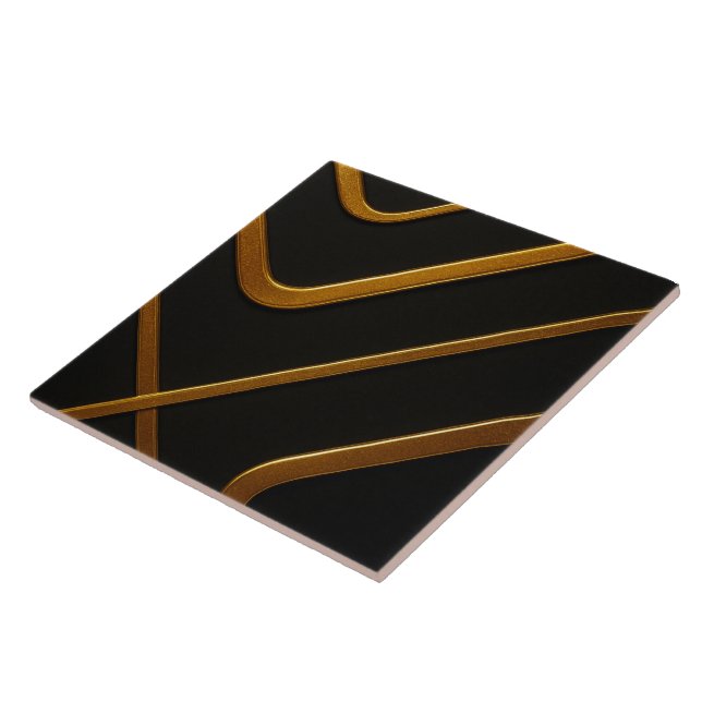 Full Liquid Gold Black Monochrome Architectural Ac Tile (Side)