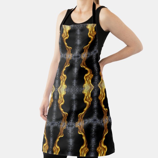 Full Liquid Gold Black Monochrome Art Baking Achem Apron (Insitu)