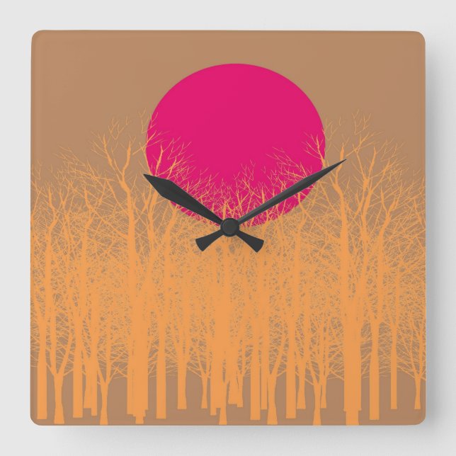 Full Moon #5 Square Wall Clock (Front)