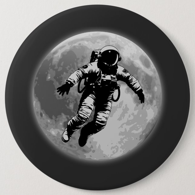 Full Moon and Astronaut 6 Inch Round Button (Front)