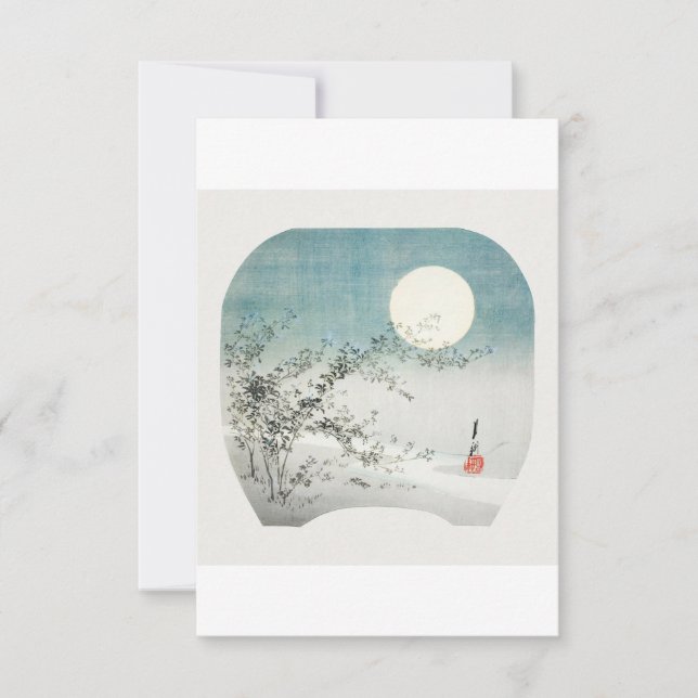 Full Moon and Autumn Flowers by the Stream by Ogat Invitation (Front)