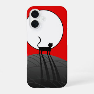 Full Moon and Cat iPhone 16 Case