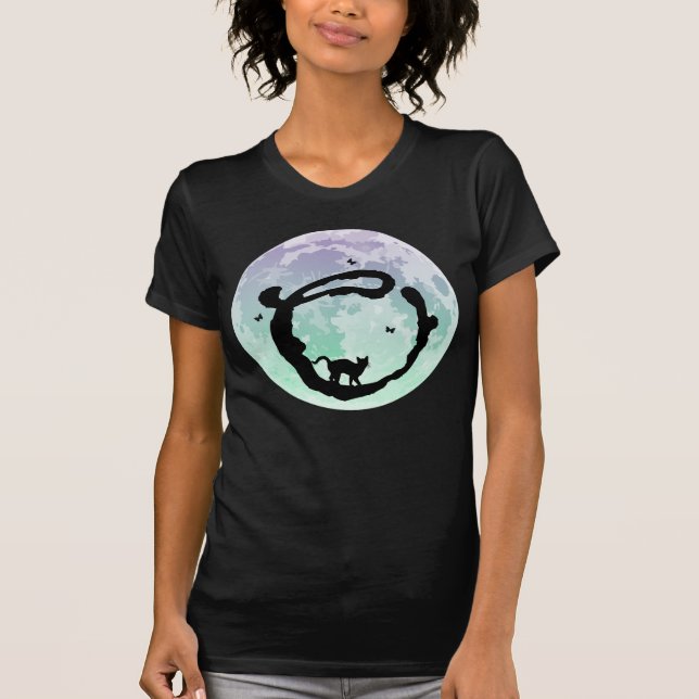 Full Moon and Cat O Initial Monogram T-Shirt (Front)
