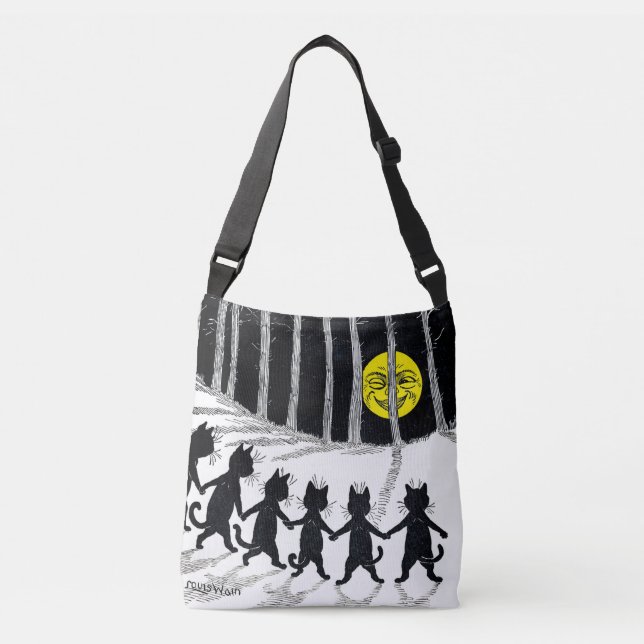 Full moon and Cats, Louis Wain Crossbody Bag (Front)