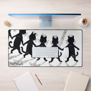 Full moon and Cats, Louis Wain Desk Mat