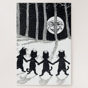 Full moon and Cats, Louis Wain Jigsaw Puzzle