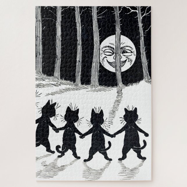 Full moon and Cats, Louis Wain Jigsaw Puzzle (Vertical)
