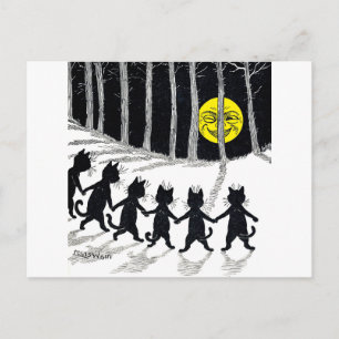 Full moon and Cats, Louis Wain Postcard