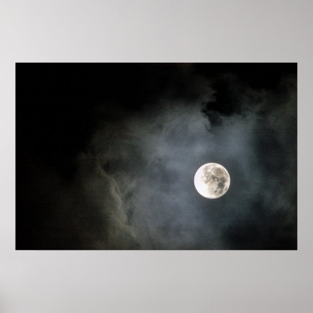 Full Moon and Clouds Poster (Front)