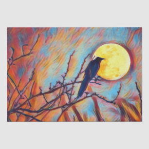 Full Moon and Crow Autumn Fall Digital Painting Tissue Paper